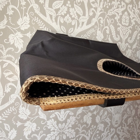 Kate Spade Made In Italy Vintage Handbag Nylon w/ Snake Skin Trim Polka Dot Int - Picture 15 of 17